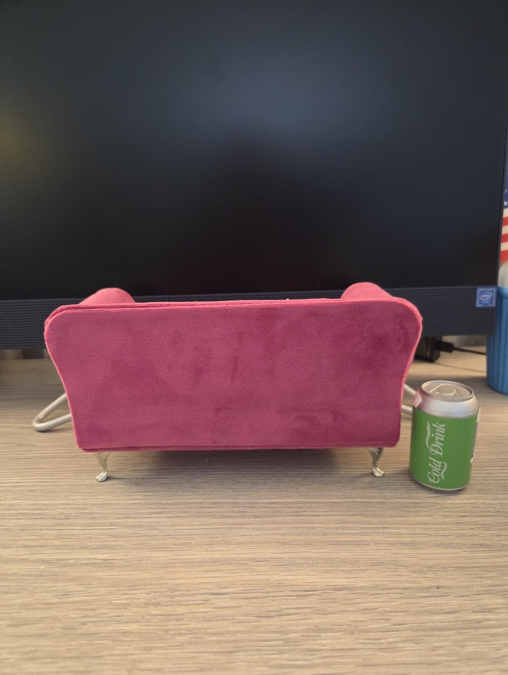 Vintage Style Velvet Pink Couch Miniature Jewelry Organizer, NIB - Picture 5 of 10